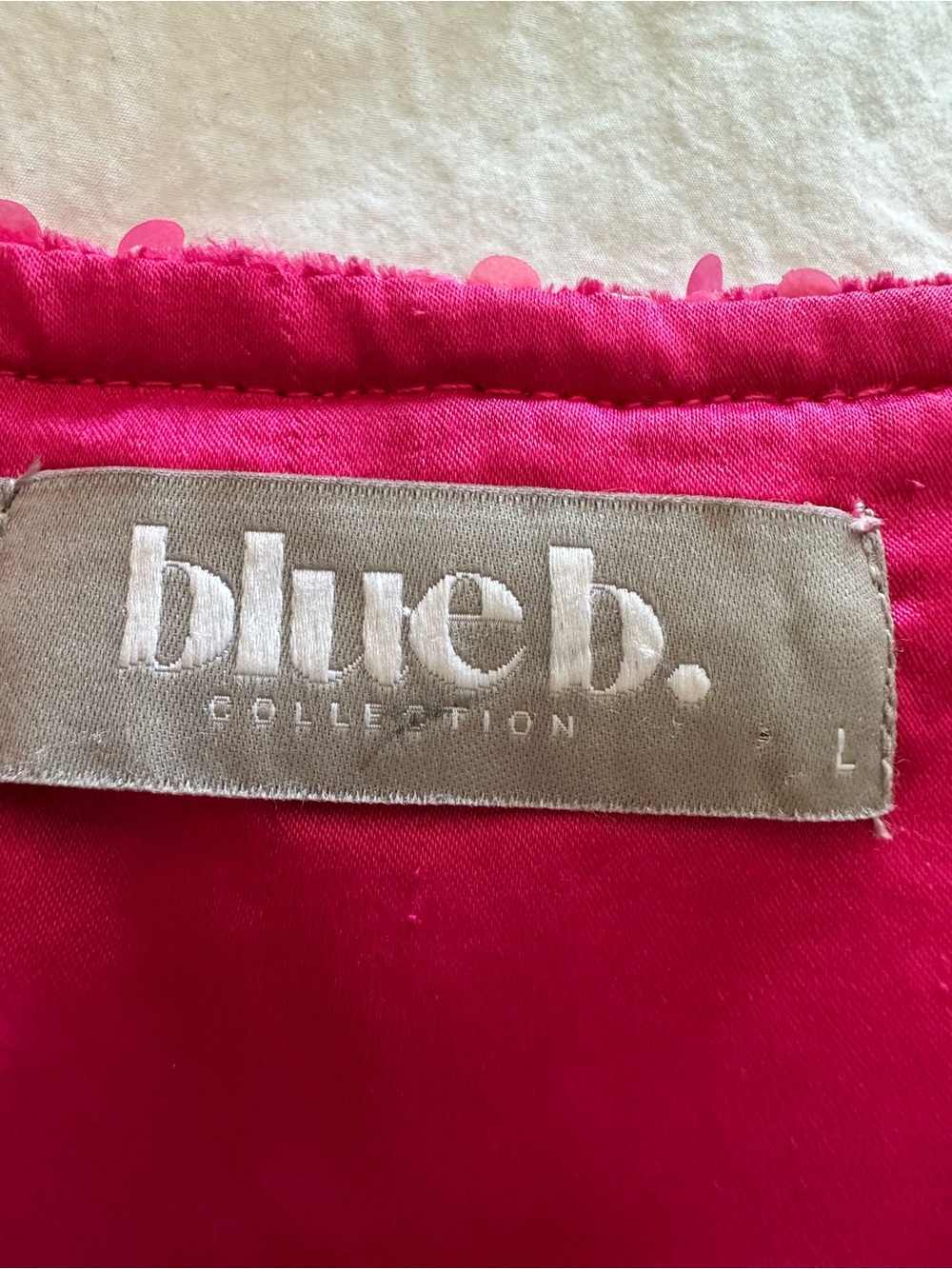Blue B Collection, Bright Pink Sequin Wrap Mini Dress with Belt, size large - Picture 7 of 16